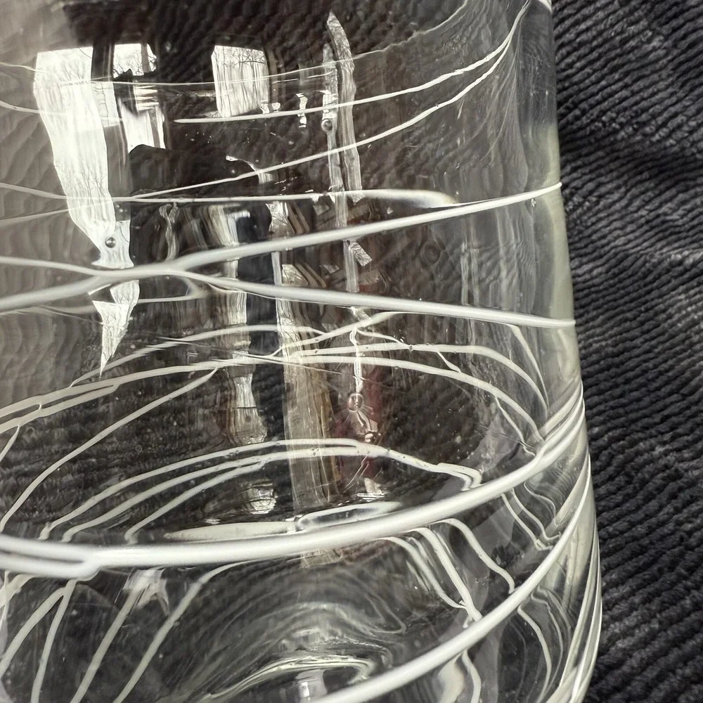 Blown Glass Clear Vase With White Modern‎ Design 5.75